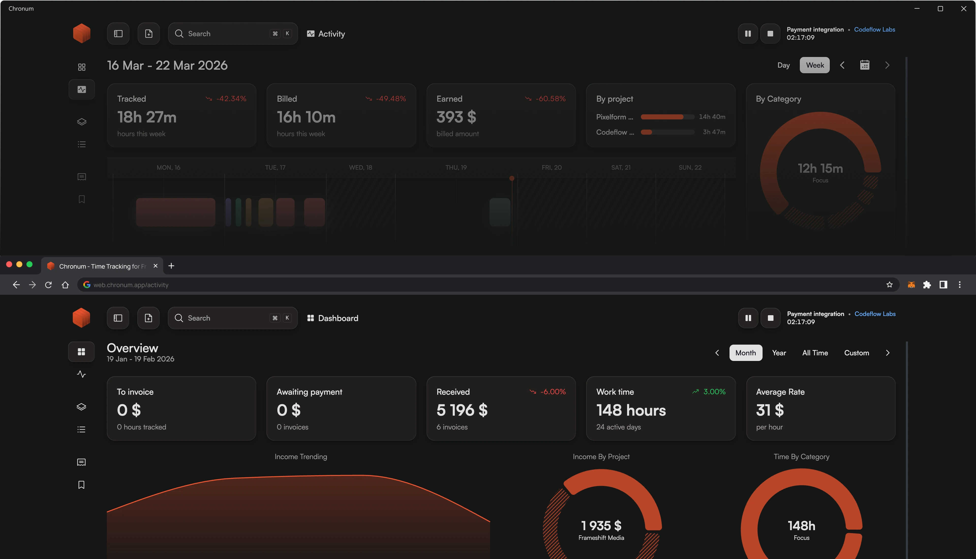 Screen showing real-time background synchronization between Windows app and macOS Chrome browser tab.